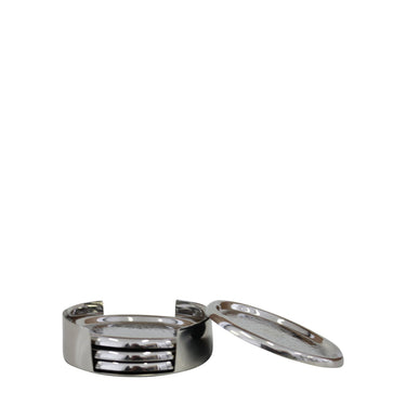 Hammered Coasters Set/4 In Holder Silver at Online8 Furniture Auckland NZ
