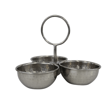 Hammered Design Triple Condiment Set Silver at Online8 Furniture Auckland NZ
