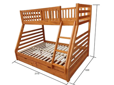 Harper Bunk Bed Natural with Two Drawers at Online8 Furniture Auckland NZ