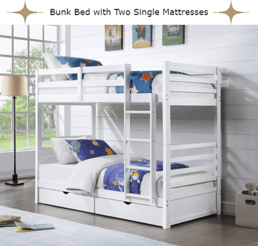 Harriet Bunk Bed with Two Single Mattress - White at Online8 Furniture Auckland NZ