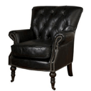 Harrington Buttoned Leather Armchair - Belon Black at Online8 Furniture Auckland NZ