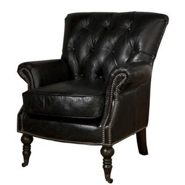 Harrington Buttoned Leather Armchair - Belon Black at Online8 Furniture Auckland NZ