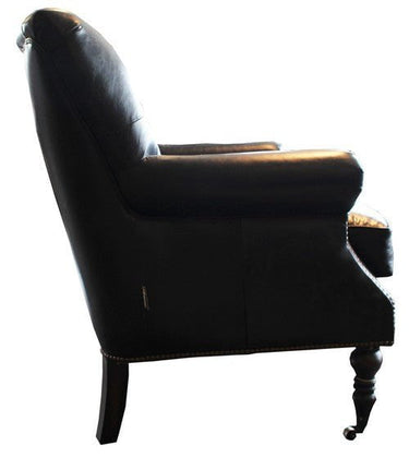 Harrington Buttoned Leather Armchair - Belon Black at Online8 Furniture Auckland NZ