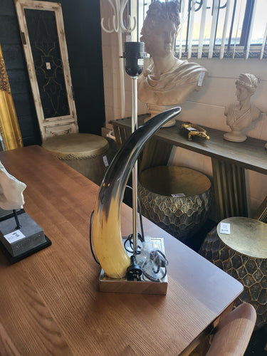 Horn Table Lamp with Nickel Base at Online8 Furniture Auckland NZ