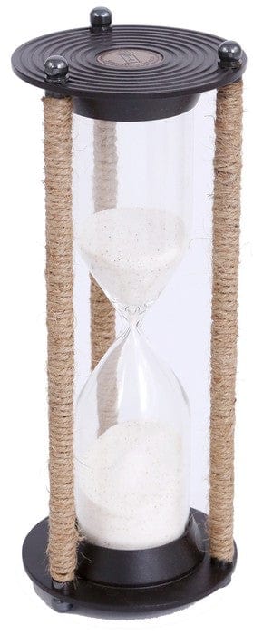 Hourglass with Black Stand - Brass & Rope at Online8 Furniture Auckland NZ