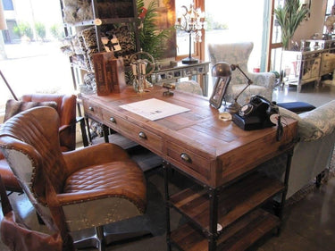 Industrial Pine & Iron Desk at Online8 Furniture Auckland NZ