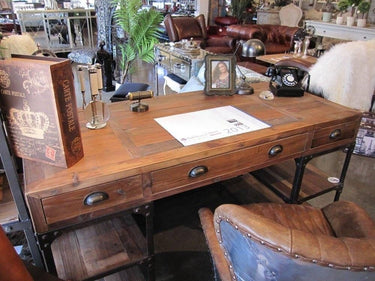 Industrial Pine & Iron Desk at Online8 Furniture Auckland NZ