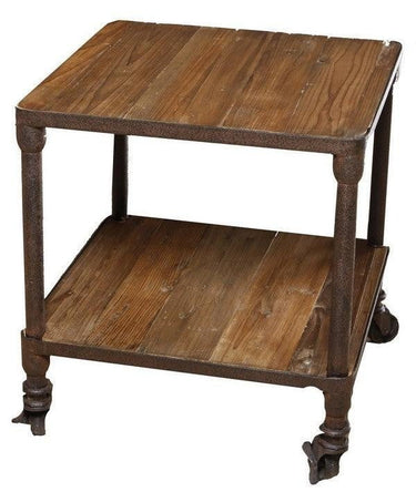 Industrial Side Table with Wheels at Online8 Furniture Auckland NZ