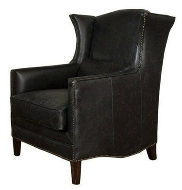 Kennedy Wingback Aged Leather Armchair - Belon Black at Online8 Furniture Auckland NZ