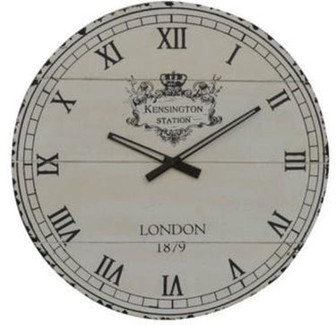 Kensington Station Wall Clock - Solid Wood at Online8 Furniture Auckland NZ
