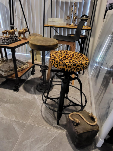 Leather Wind up Barstool - Adjustable Height at Online8 Furniture Auckland NZ