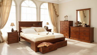 Marina 6Pcs Bedroom Suite with Storage Drawers at Online8 Furniture Auckland NZ