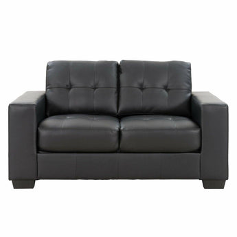 Metro 2 Seat Sofa in black air leather with tailored button tufting