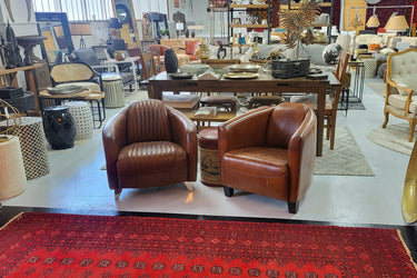 Mustang Aged Leather Armchair - Vintage Cigar at Online8 Furniture Auckland NZ