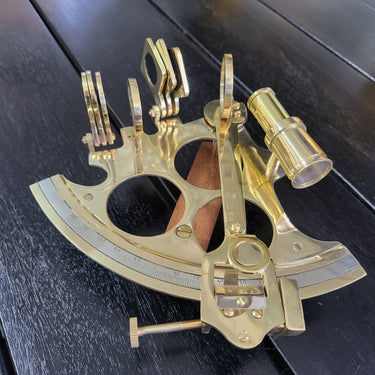 Nautical Solid Brass Sextant With Wooden Box at Online8 Furniture Auckland NZ