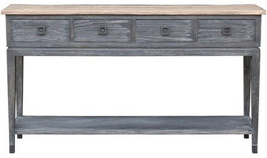 Oak Console Table - 4 Drawer with Shelf at Online8 Furniture Auckland NZ