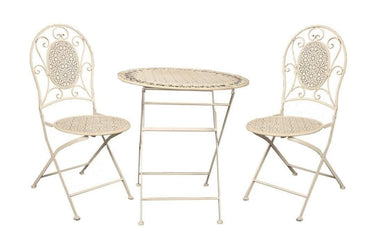 Outdoor Garden Table and Chair Set - Antique White at Online8 Furniture Auckland NZ