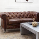 Oxford Chesterfield Aged Leather 2 Seater Sofa - Vintage Cigar at Online8 Furniture Auckland NZ