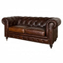Oxford Chesterfield Aged Leather 2 Seater Sofa - Vintage Cigar at Online8 Furniture Auckland NZ