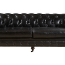 Oxford Chesterfield Aged Leather 3 Seater Sofa - Belon Black at Online8 Furniture Auckland NZ