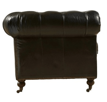 Oxford Chesterfield Aged Leather Armchair - Belon Black at Online8 Furniture Auckland NZ