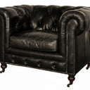 Oxford Chesterfield Aged Leather Armchair - Belon Black at Online8 Furniture Auckland NZ