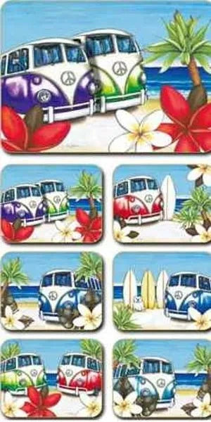 Placemats Beach Kombi S/6 at Online8 Furniture Auckland NZ