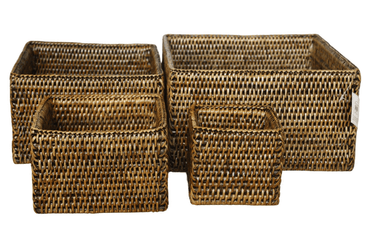 Rattan Storage Boxes S/4 at Online8 Furniture Auckland NZ