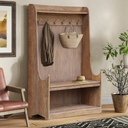 Farmhouse Reclaimed Hall Tree Coat Rack with Bench at Online8 Furniture Auckland NZ