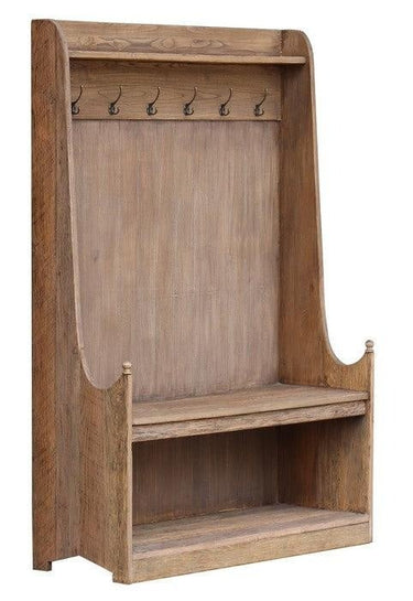 Farmhouse Reclaimed Hall Tree Coat Rack with Bench at Online8 Furniture Auckland NZ