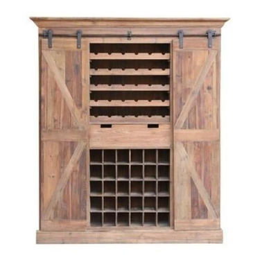 Rustic Reclaimed Pine Bar & Wine Unit with Sliding Doors at Online8 Furniture Auckland NZ