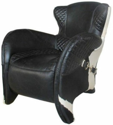 Stallion Black Leather Saddle Armchair at Online8 Furniture Auckland NZ