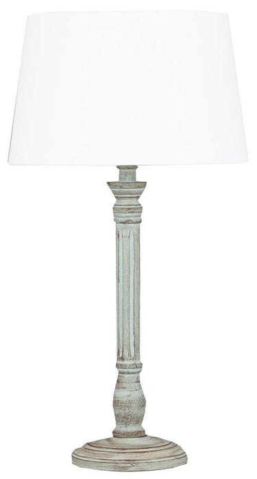 Table Lamp & Shade - Lt Green Wash / White Linen at Online8 Furniture Auckland NZ