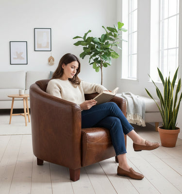 Vanguard Vintage Leather Armchair - Vintage Cigar at Online8 Furniture Auckland NZ
