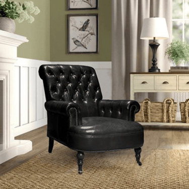Waldorf Tufted Leather Armchair - Belon Black at Online8 Furniture Auckland NZ