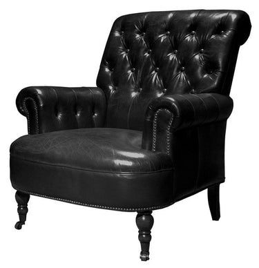 Waldorf Tufted Leather Armchair - Belon Black at Online8 Furniture Auckland NZ