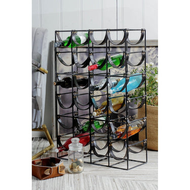 Wine Rack Metal & Leather at Online8 Furniture Auckland NZ