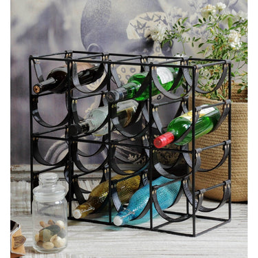 Wine Rack Metal & Leather at Online8 Furniture Auckland NZ