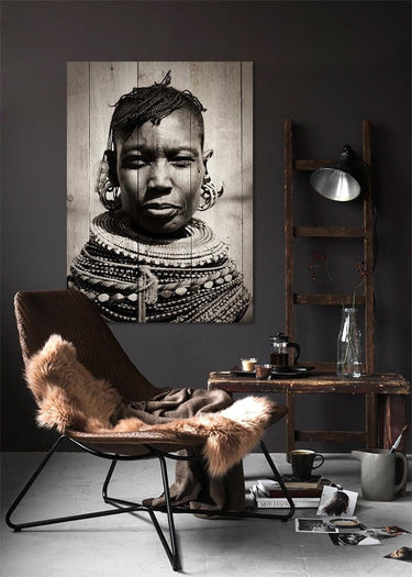 Large Wood Panel Afro Art - Daughter's Gaze at Online8 Furniture Auckland NZ