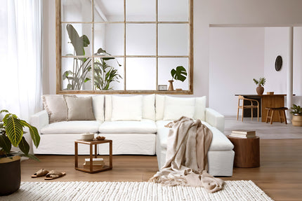 Carlton slipcover modular sofa in a relaxed living room, from Online8 New Zealand