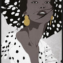 Framed Canvas Art Maria, a monochrome portrait with gold earring detail, 800 x 1200mm