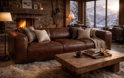 Hampshire 3-seater aged Italian leather sofa in Vintage Cigar — leather sofa Auckland NZ | Online8