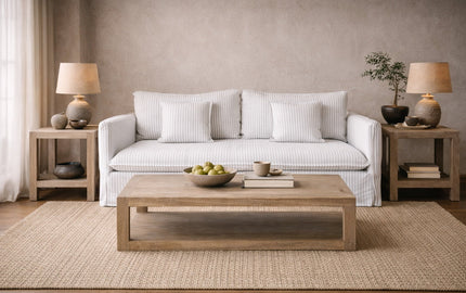 White Stripes Slipcover Sofa