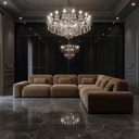 Arcadia Leopard Print 3-Seater Modular Sofa with Ottoman in brown and black polyester velvet — Online8 NZ