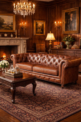 Hand finished vintage leather chesterfield sofa in Auckland NZ
