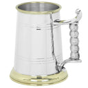 1 Pint Pewter and Brass Beer Mug Tankard - Rope Style Handle at online8 furniture store Auckland