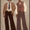 Outlaws Print textured canvas in a walnut oak frame