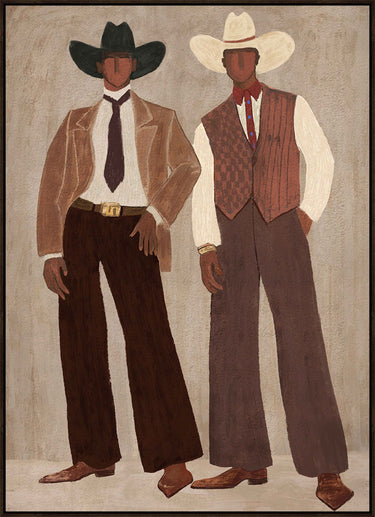 Outlaws Print textured canvas in a walnut oak frame