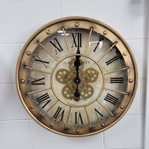 Distressed Copper Wall Clock with Gears