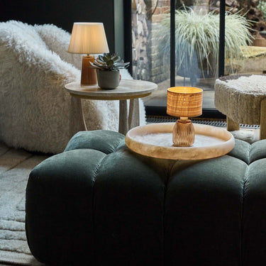 Foxham Upholstered Bench styled with a tray